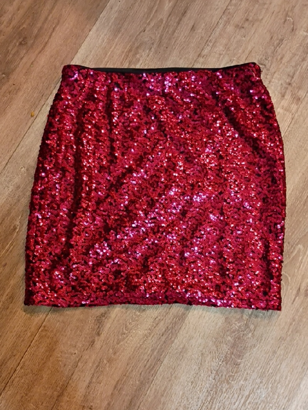 Divided Red Sequin Mini Skirt